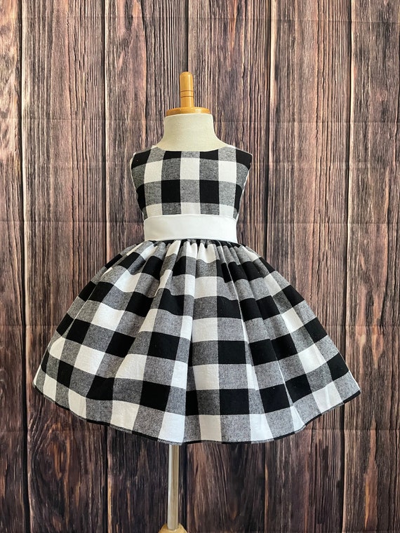 Black and white plaid baby dress deals