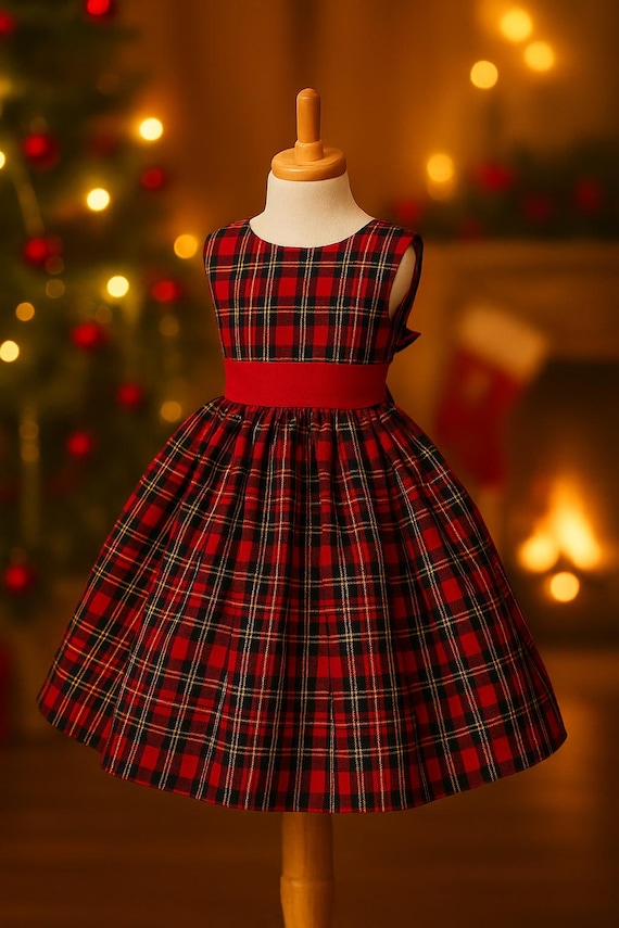 open lace back dress Girls' Christmas Party Twirl Dress – Little Stocking Company main image 0