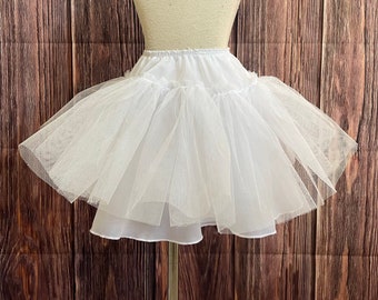 White Knee Length Petticoat Wedding Bridesmaids Flower Girl Junior Toddler Graduation Communion Baptism Photoshoot Birthday Pageant