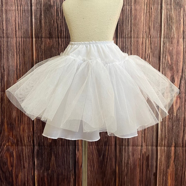 White Knee Length Petticoat Wedding Bridesmaids Flower Girl Junior Toddler Graduation Communion Baptism Photoshoot Birthday Pageant