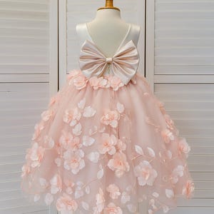 knee length dresses for ladies Lovely Toddler White Flower Girl Dress with Pink Bow – FancyVestido main image 0
