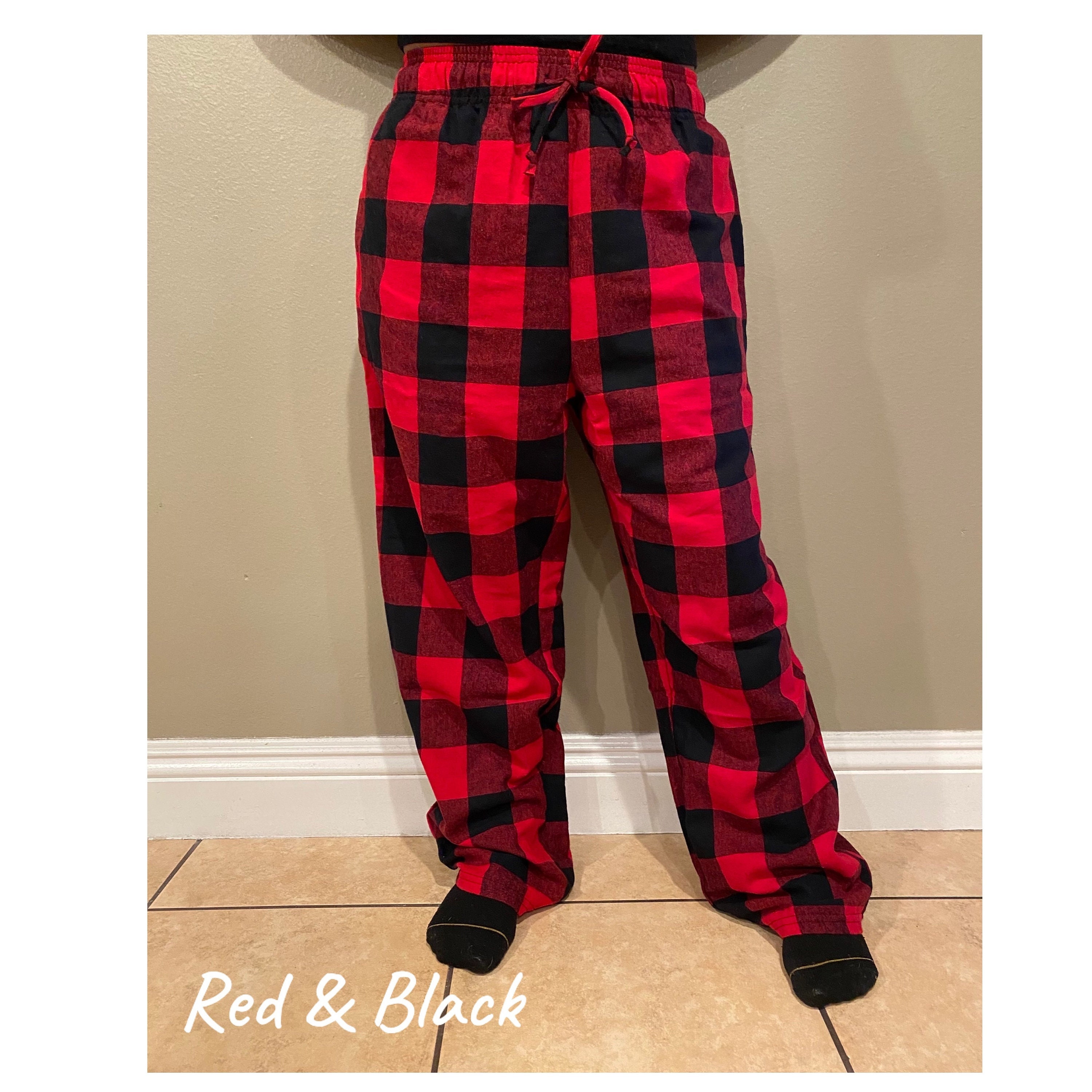 Buffalo Plaid Lounge Pants with Pockets, Red and Black Check Pattern U –  Starcove Fashion