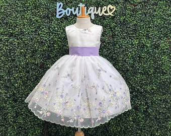 Ivory-Lilac-Pink Easter Summer Spring Photoshoot Birthday Church Wedding Flower Girl Baptism Infant Toddler Junior Girl Birthday Dress