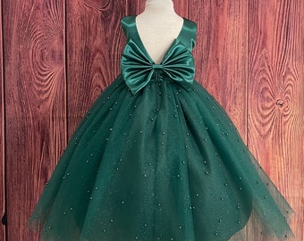 green emerald velvet dress Illusion Two Piece Long Hunter Green Prom Dress with Delicate Beading Top main image 1