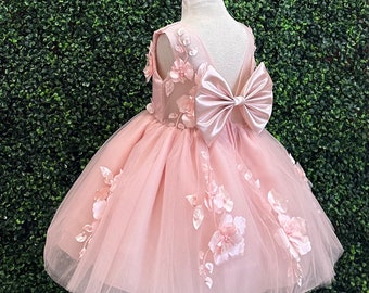 FYMNSI Vestito da bambina con fiori, abito lungo da sera con ricamo a