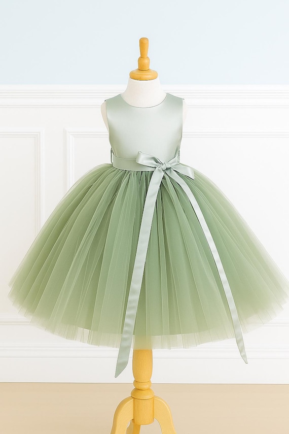 Buy Sage Elegant Layer Tulle Ankle Length Ball Gown Birthday
