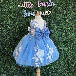 dusty blue infant dress Dusty Blue First Birthday Outfit Girl, Blue Toddler Dress Flower Girl Dress,  Baby Girls Boho Dress, Rustic Flower Baby Girl Dress