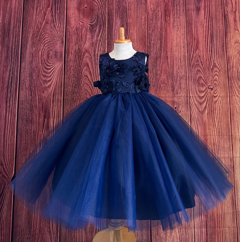 New Navy Emb Beaded Tulle Eb1089