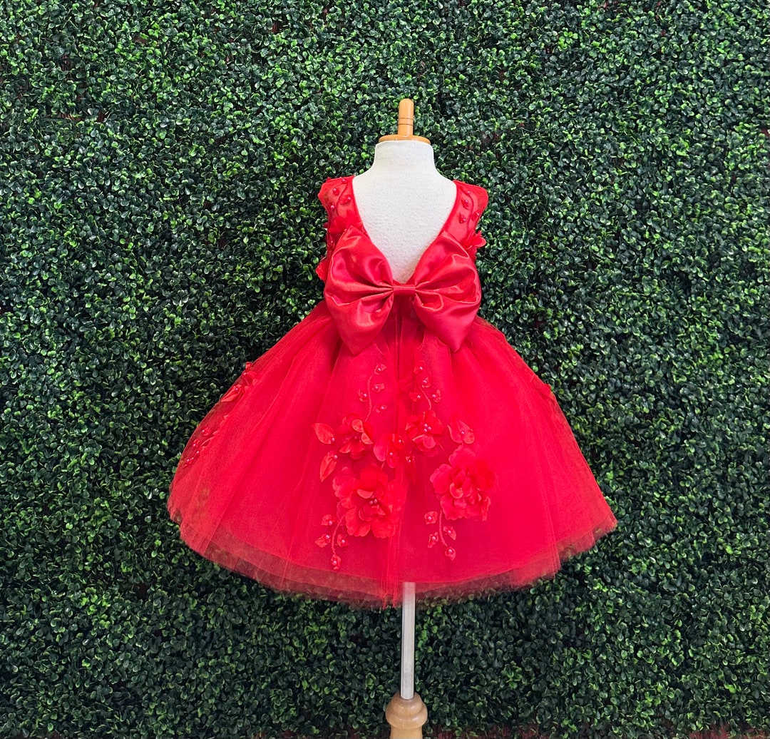 Princess 3D Floral Embroidery Green Tulle Floor Length Wedding Flower Girl Dress
