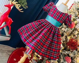 white christmas dresses Kids Red Green Plaid Ruffle Button Holiday Christmas Dress – Jolie & Co. LLC main image 0