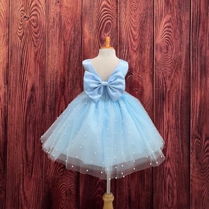 blue dress for baby girl Navy Blue Sequin Pearl Embellished Square Neck Babydoll Dress – PinkBlush