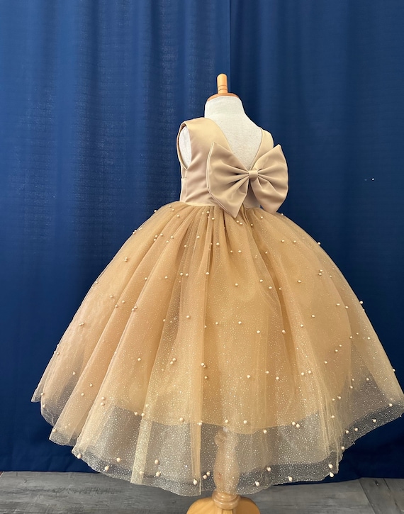green emerald velvet dress Toddler Gold Dress 6 Years / Gold main image 0