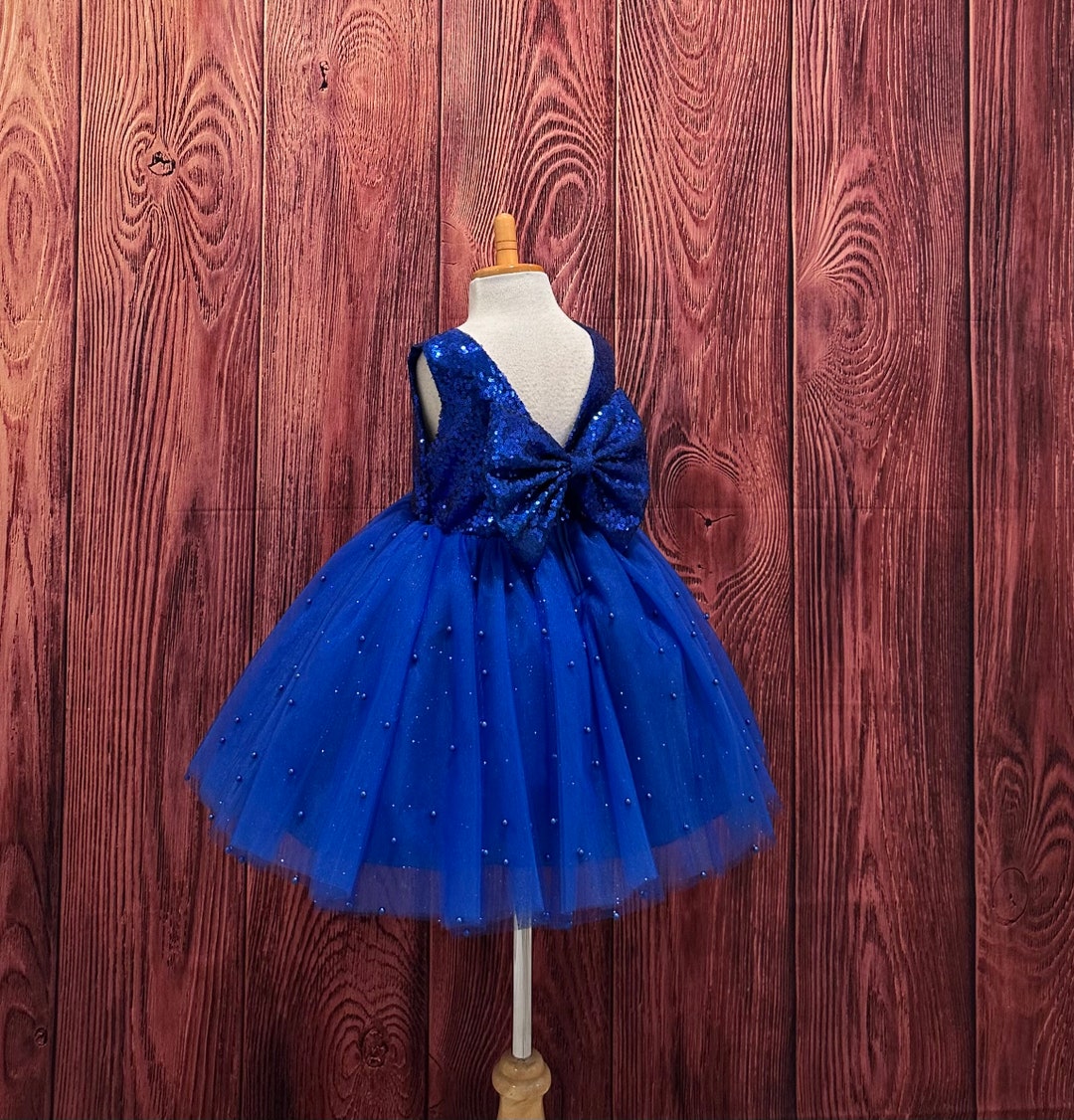 Princess Backless Silver Sequin Tulle Wedding Flower Girl Dress Kids Birthday Party