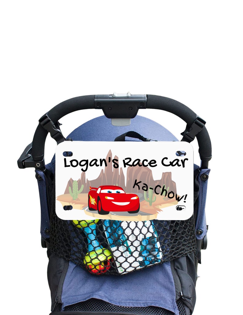 Disney Stroller Tag, License Plate, Pixar, Cars, Lightning Mcqueen