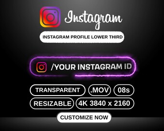 Animated Neon Instagram Stream Overlays | Twitch Alerts, Popup & Lower Third Stream Animation