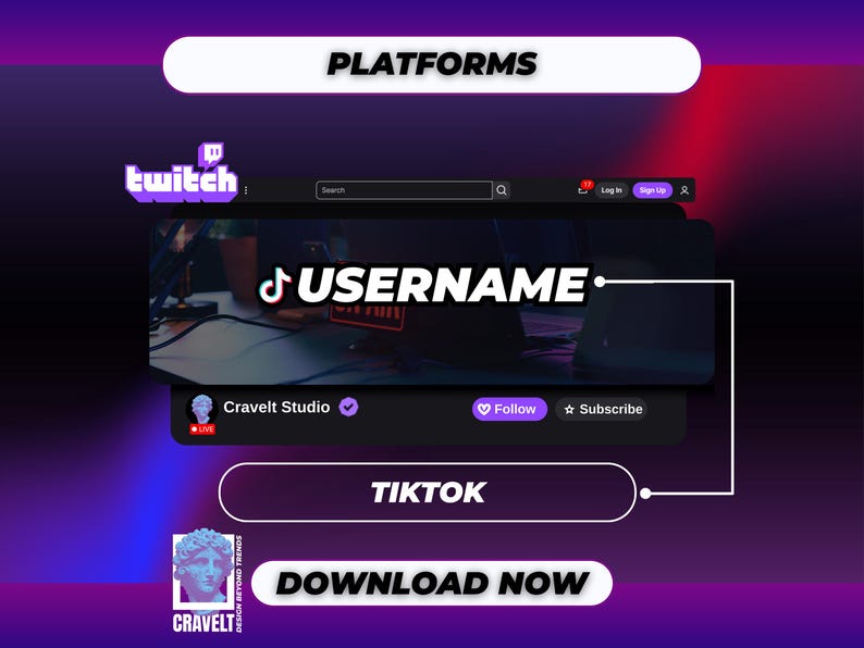 Twitch Social Media Overlay | Customizable Username Lower Third | Canva ...