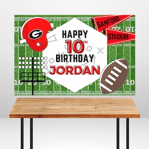 Football Birthday Backdrop Digital File, University of Georgia, UGA, Sports Themed Party Banner