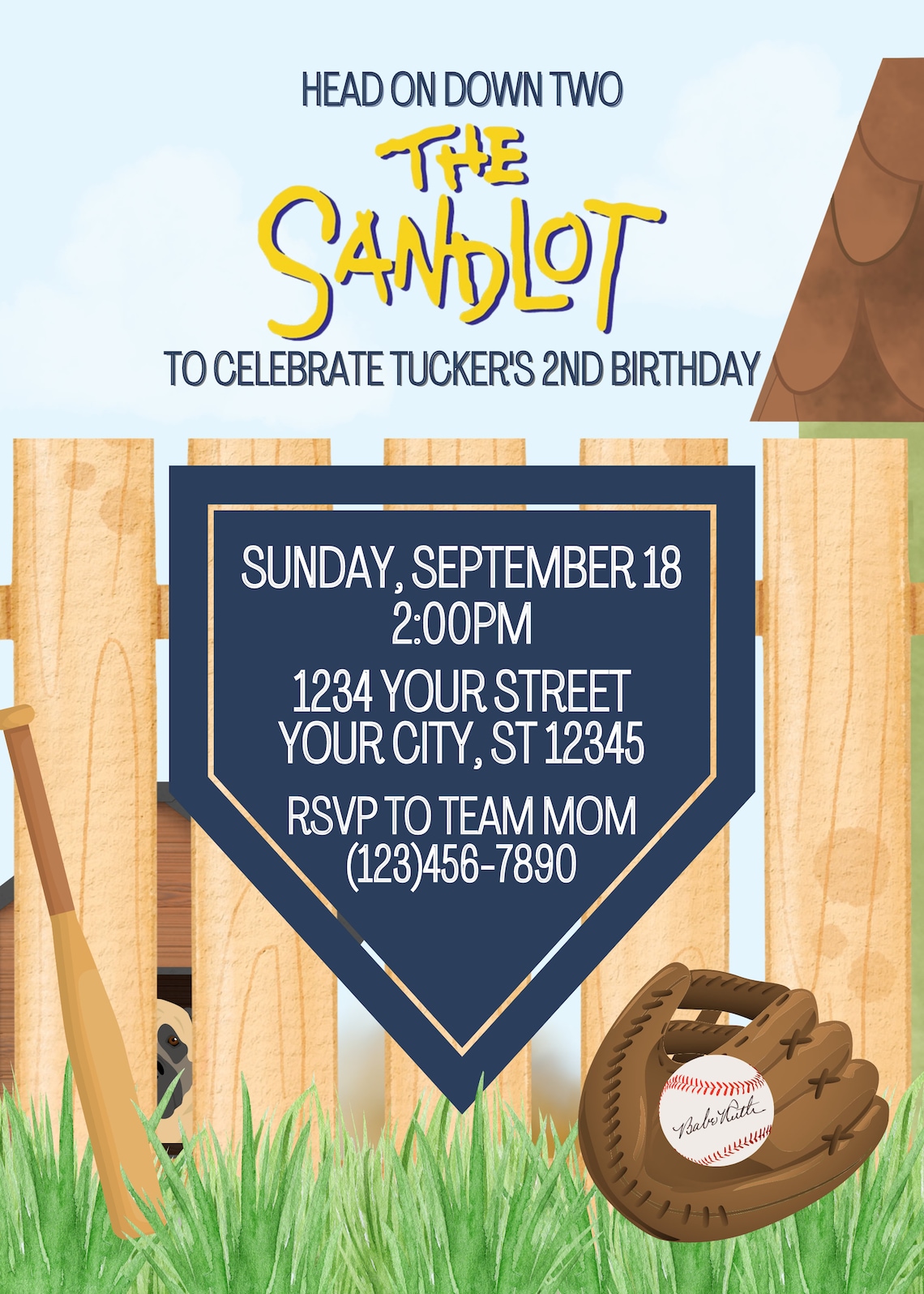 Sandlot Printable Birthday Invitation the Sandlot Killing Me - Etsy