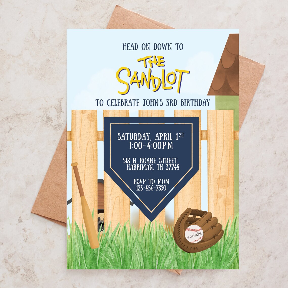 Sandlot Printable Birthday Invitation, the Sandlot, Killing Me Smalls, Bambino - Etsy