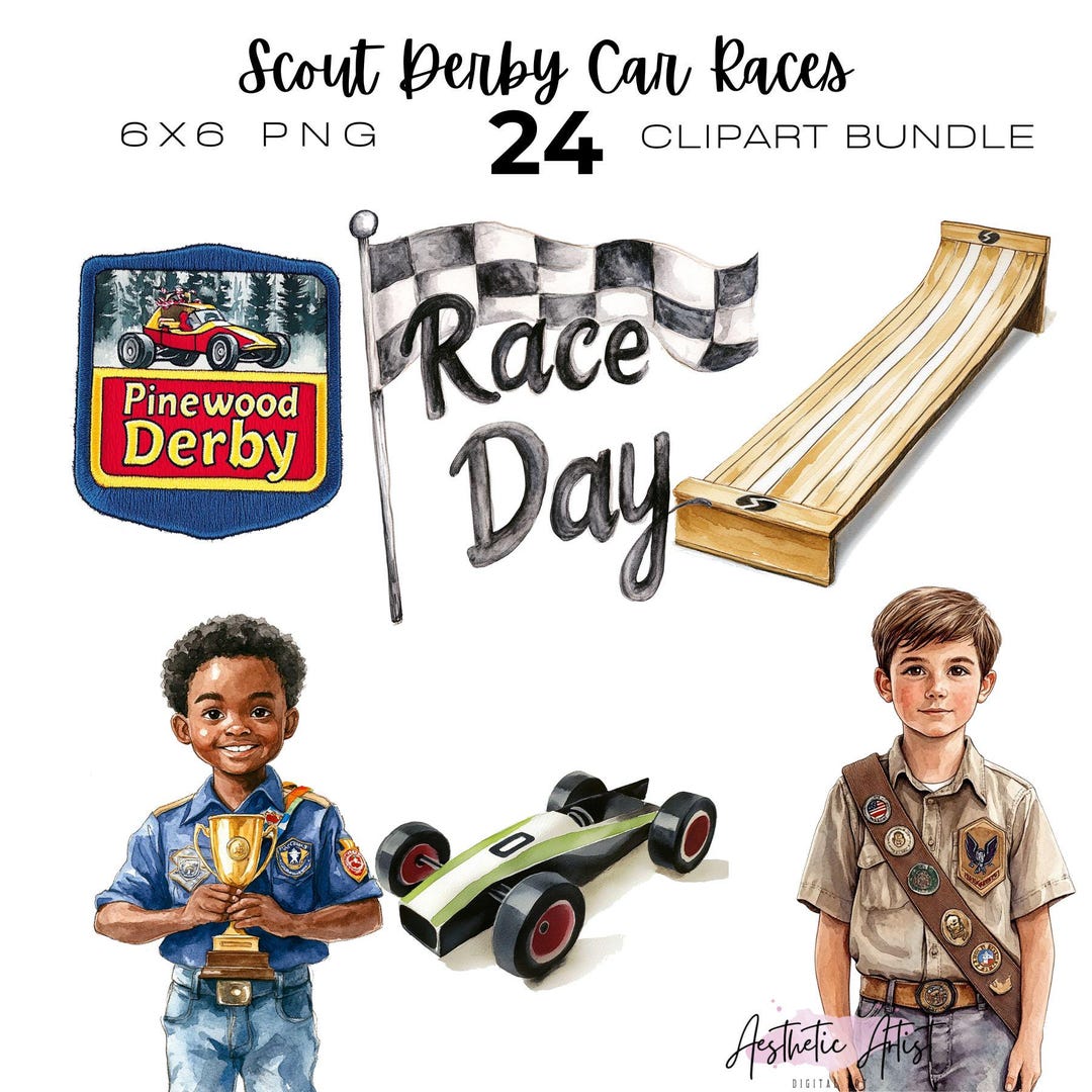 Watercolour Scout Derby Car Races Clipart, Graphics for Scouting, Cubs ...