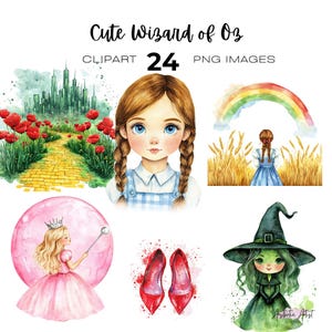 Cute Wizard of Oz Clipart, Dorothy Fairy Tale, The Wizard clipart, Wicked, Tin man, Dorothy in Oz, Wicked Witch Clipart