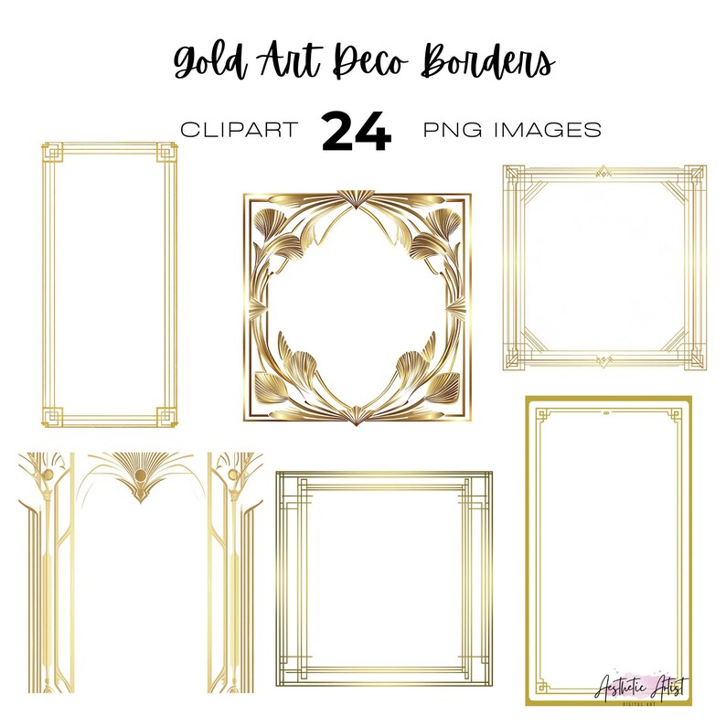 Gold Art Deco Borders, Frames and Tags, Art Deco, 1920s, Great Gatsby ...