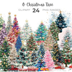 O Christmas Tree Clipart, Xmas png, Christmas Decorations clip art, Vintage Christmas Tree clipart, Holiday png, Winter Tree clipart png