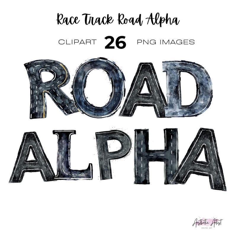Watercolour Race Track Alphabet Bundle, Road, Road Clipart, Racing ...