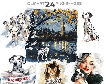 101 Dalmatians Clipart, Cruella De Vil Villain, Dalmatian Puppies, Pongo & Perdita