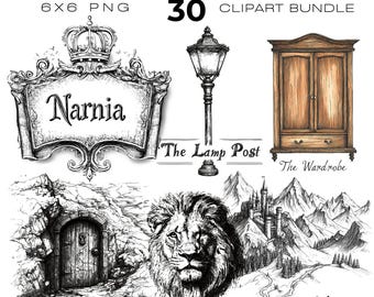Narnia Map Creator Clipart, Aslan Fairy Tale, White Queen clipart, The Wardrobe, Pevensies, CS Lewis, Fantasy Clipart