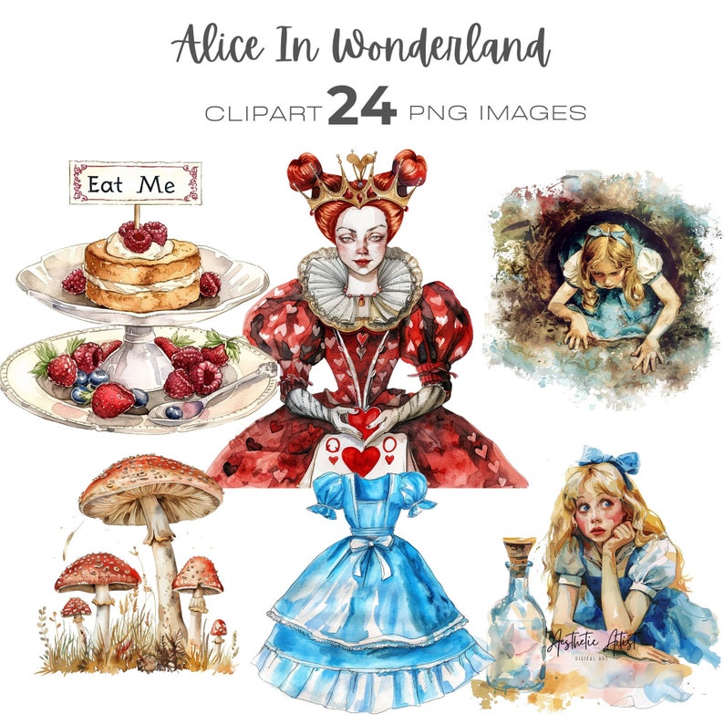 Alice in Wonderland Clipart, White Rabbit, Mad Hatter, Tea Party ...