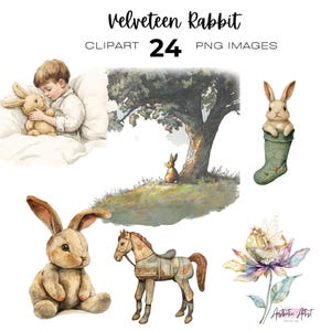 Aquarell Klassik Samt Hase Clipart, Werden Real, Märchen Clipart, Kinderzimmer Clipart