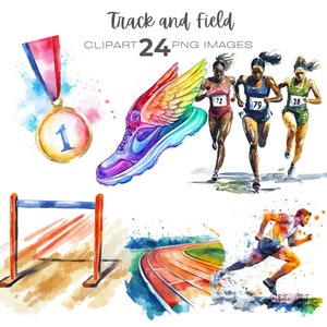 Clipart di atletica leggera ad acquerello, grafica per corridori, download immediato di Sprinter Png, clipart sportive