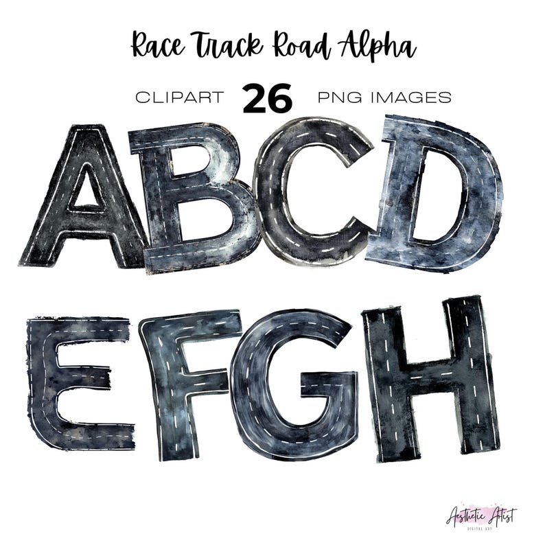 Letter R Racing Track Watercolour Race Track Alphabet Bundle, Road, Road Clipart, Racing ...