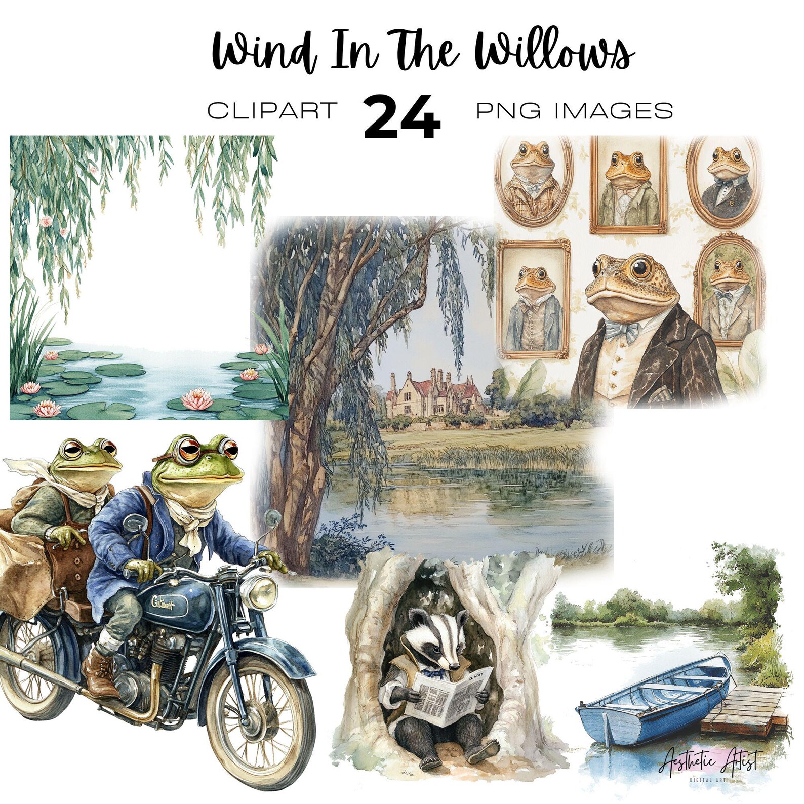 Watercolour Classic Wind in the Willows Clipart, Mr. Toad, Toad Hall ...