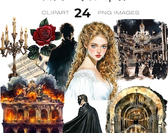 Watercolour Phantom of The Opera Clipart, Opera House, Fantasy Book, Angel of Music, Phantom png,