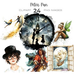 Peter Pan Clipart, Nimmerland Märchen, Tinkerbell Clipart, Kapitän Hook