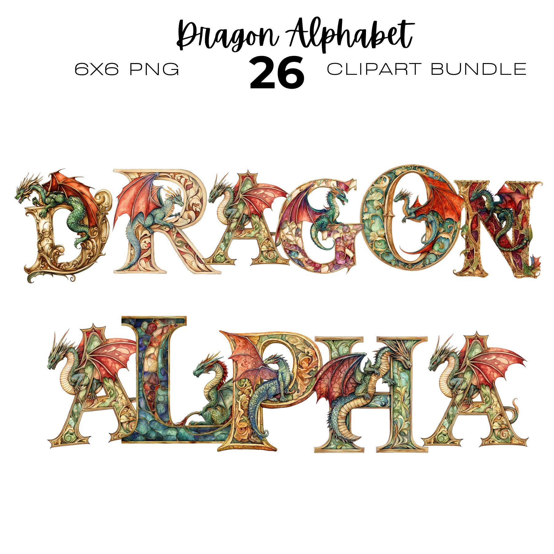 Dragon alphabet - Etsy 日本