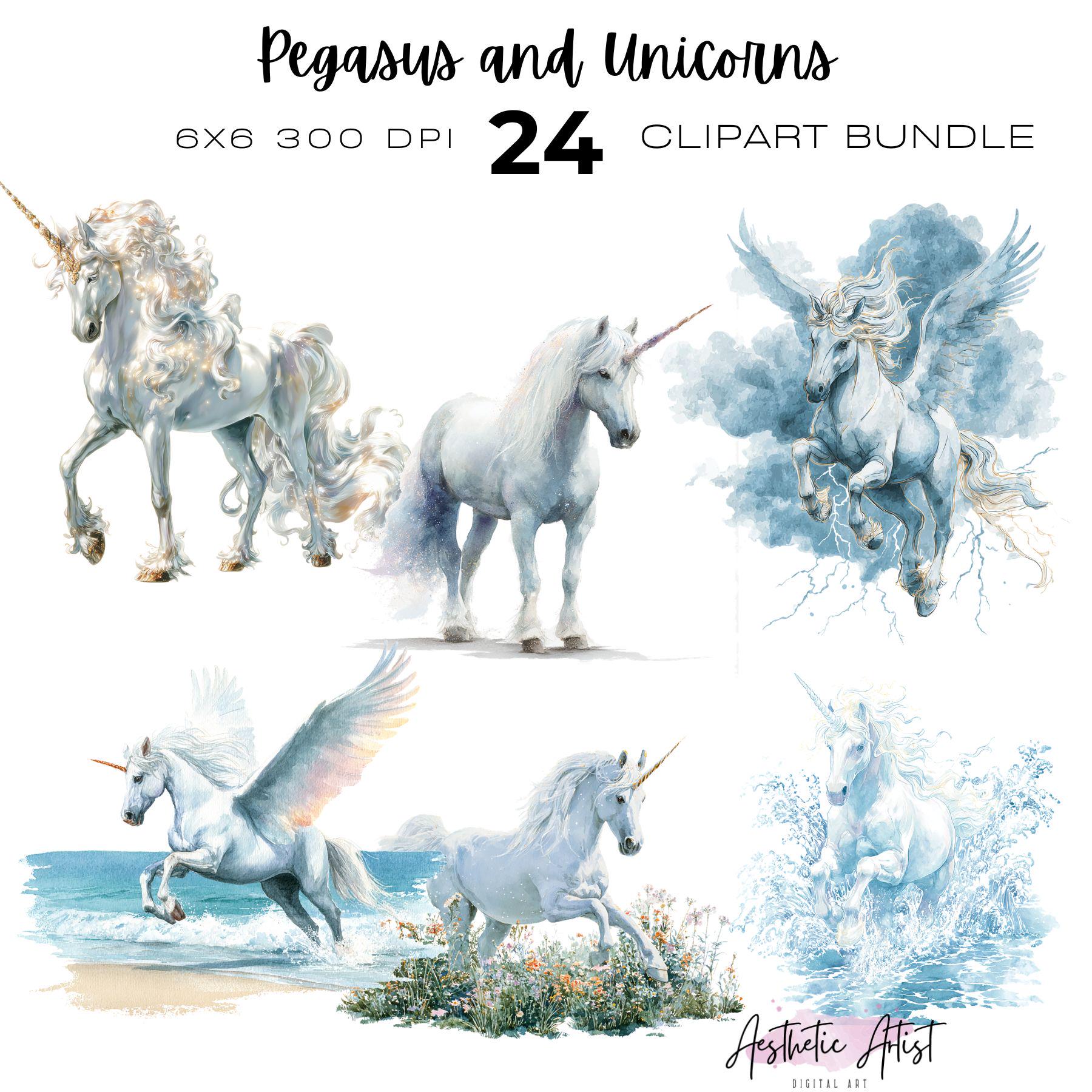Watercolour Mythical Creatures Clipart, Unicorn Png, Pegasus Clip Art ...