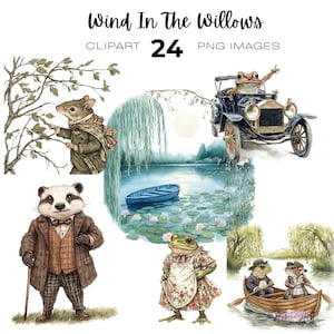 Aquarel klassieke Wind In The Willows clipart, Mr. Toad, Toad Hall clipart, kinderkamer clipart