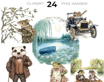 Watercolour Classic Wind In The Willows Clipart, Mr. Toad, Toad Hall clipart, Nursery Clipart