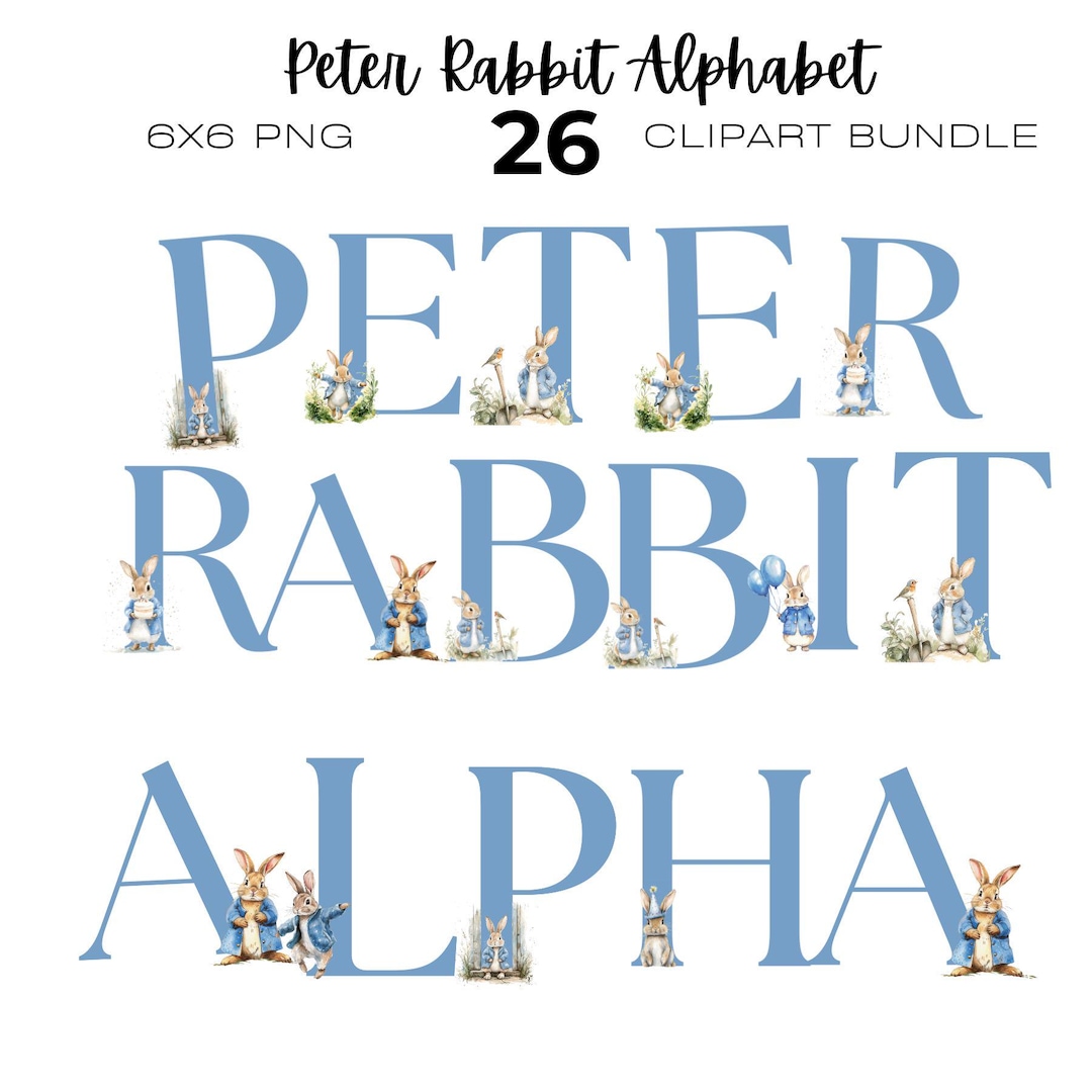 Watercolour Classic Peter Rabbit Alphabet Clipart Bundle, Beatrix ...