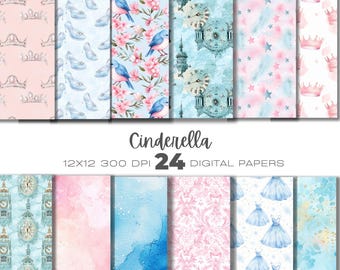 Pacote de Papel Cinderela, Carruagem de Abóbora, Conto de Fadas, Castelo de Livro de Conto de Fadas - Padrões Sem Costura