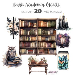 Dark Academia Objects Clipart, Dark Estética png, clip art gótico, clipart místico, clipart png de fantasía, Junk Journal png