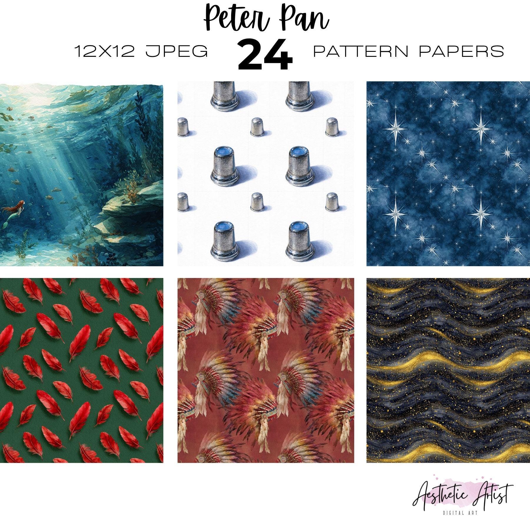 Ppan Pattern Peter Pan Pattern Paper, Neverland Fairy Tale, Tinkerbell Paper ...