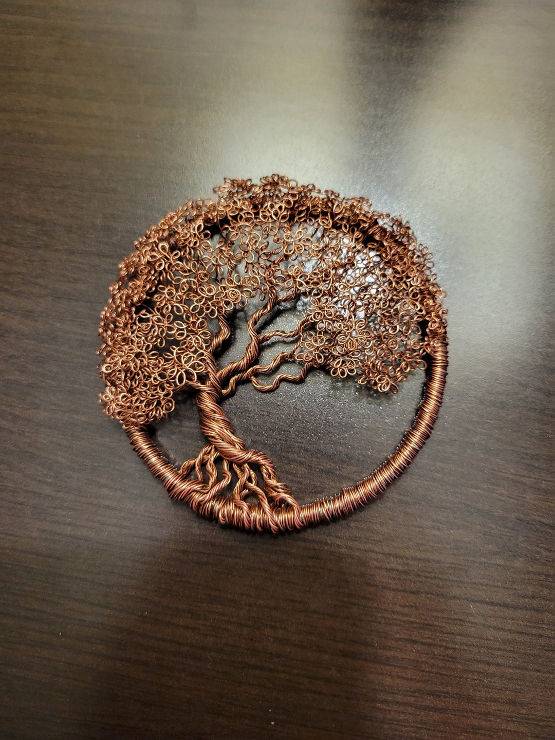 Tree of Life, Copper Pendant, Wire Tree Suncatcher, Rear View