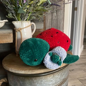 Crochet Watermelon Sea Turtle- Turtle- Turtle with Baby-Handmade- Gift