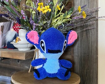 Handmade Crochet Blue Alien Plush | Chenille Yarn Stuffed Toy
