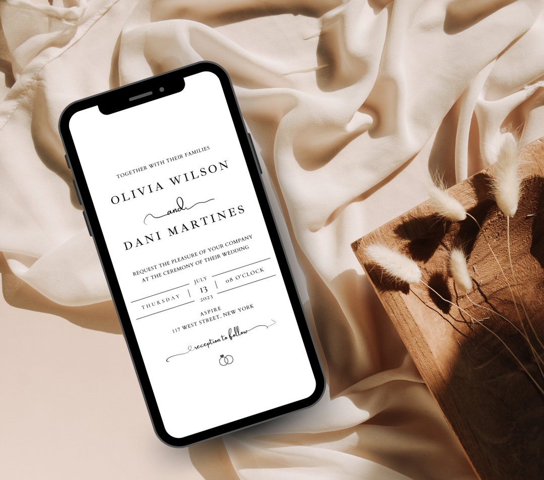 Minimal Modern Wedding Evite, Invitation Electronic Card, Smartphone ...