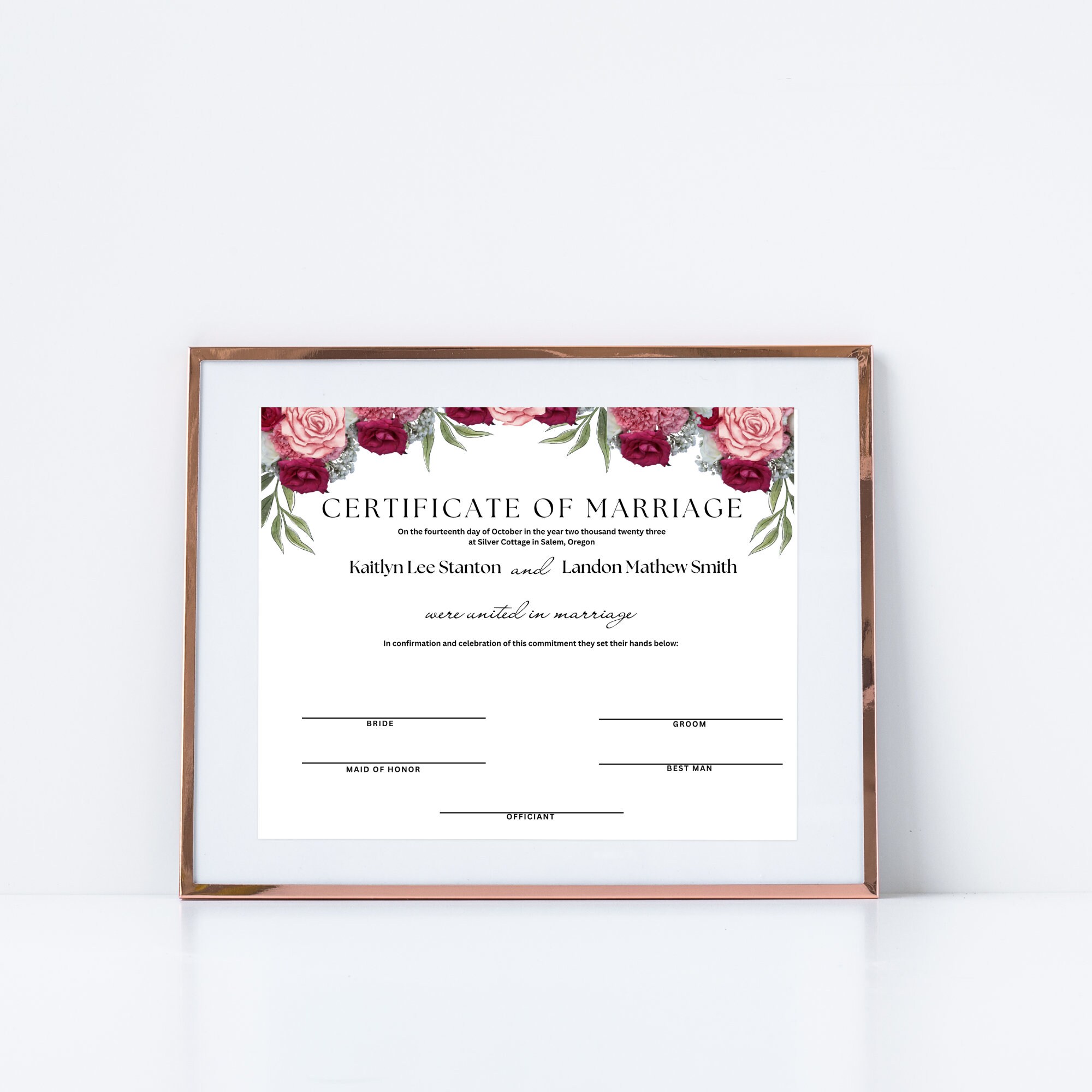 Editable Marriage Certificate Template, Printable Marriage Certificate ...